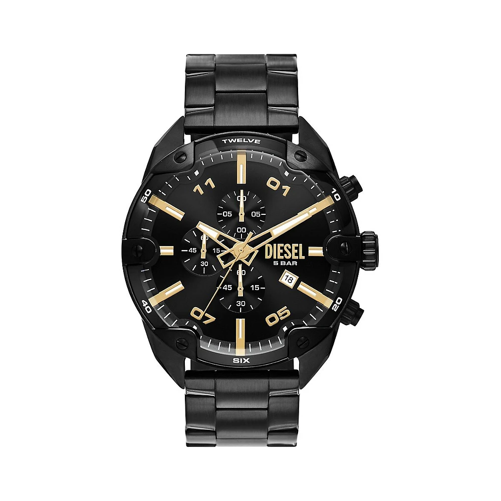 Spiked Black Stainless Steel Bracelet Chronograph Watch DZ4644