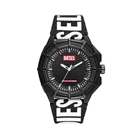 Framed Solar-Powered Black rPET & Pro-Planet Textile Strap Watch DZ4654