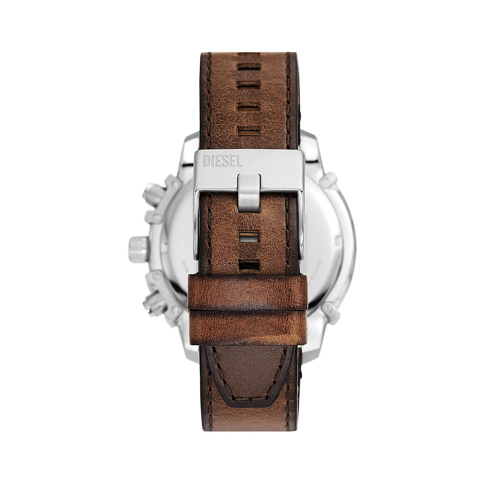 Griffed Stainless Steel & Leather Strap Chronograph Watch DZ4656