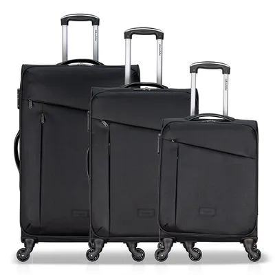 3 Piece Set Soft Side Luggage With Contrast Handles