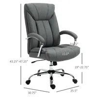 High Back Swivel Home Office Chair Adjustable Height, Grey