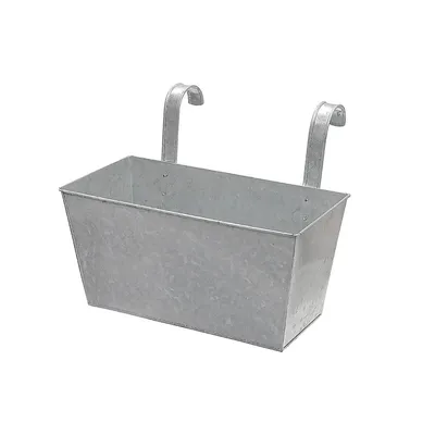 Galvanized Metal Rect. Planter With Hooks (10.55")