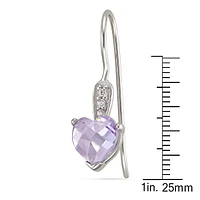 Sterling Silver Large Soft Lilac Heart On Leverback Earring