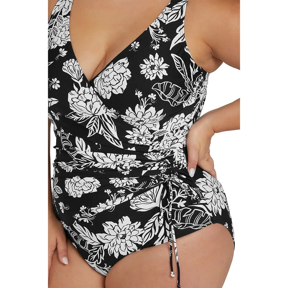 Floral Motif One-Piece Swimsuit