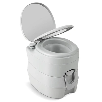 Portable Toilet Compact Commode With 5.2 Gallon Detachable Waste Tank Grey