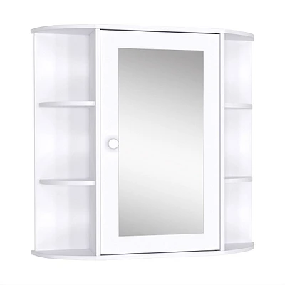Wall Mount Mirror Cabinet With 6 Open Shelves