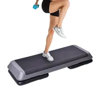 43" Aerobic Stepper Step Cardio Fitness Exercise Adjust 4"-6"-8" W/ Risers