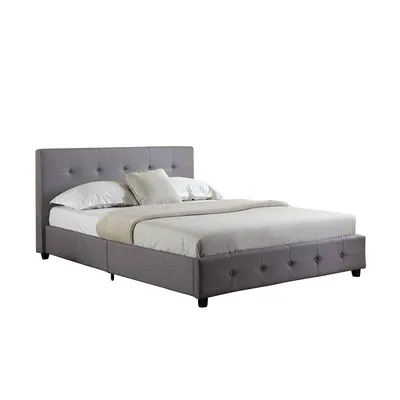 Grace Grey Tufted Linen Platform Bed - Available 3 Sizes