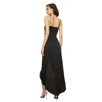 Women Maxi Wrapper Fitted Woven Evening Dress & Prom