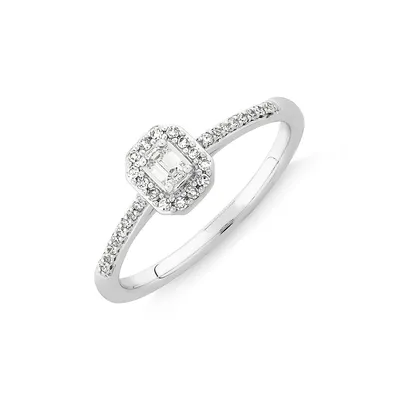 Halo Engagement Ring With .20tw Of Diamonds In 10k White Gold