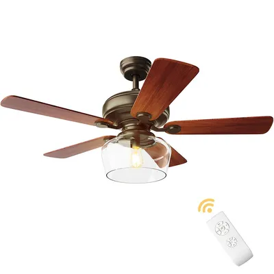 52" Vintage Ceiling Fan Light W/ Remote Control Reversible Blades Home Indoor