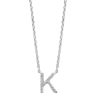 Silver Diamond K Pendant Necklace
