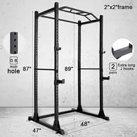 Power Cage, Squat Rack Workout Station 1200lb Capacity With 2 Extra J-hooks For Weightlifting, Strength Training, Home Gym
