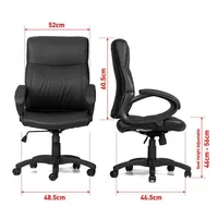 Mid Back Bonded-leather Office Chair With Armrest, Computer Desk Basic Chair, Black
