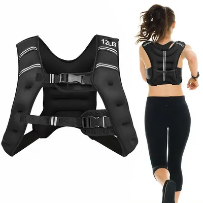 16lbs Workout Weighted Vest W/mesh Bag Adjustable Buckle Sports Fitness Training