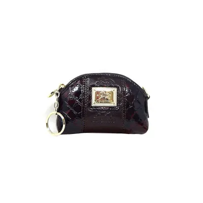 Zip Closed Coin Purse with Keyring - Leather