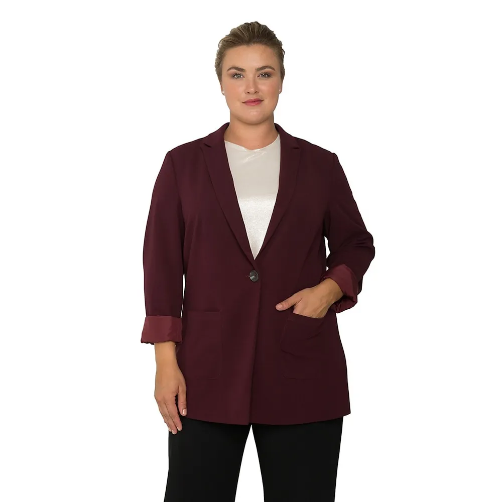 Plus Women's Boyfriend Blazer Jacket