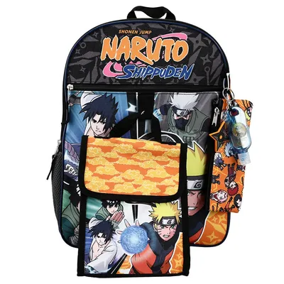 Naruto Characters Logo 16" Backpack 5 Piece Set