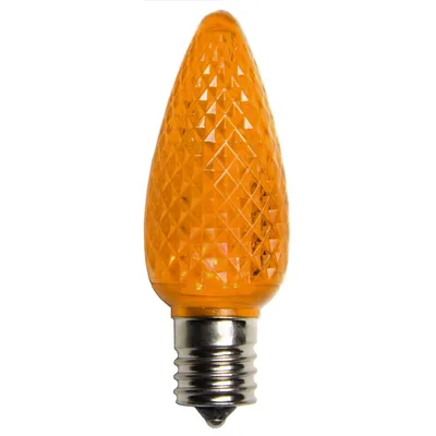 Pack Of 4 Faceted Transparent Orange Led C9 Christmas Replacement Bulbs