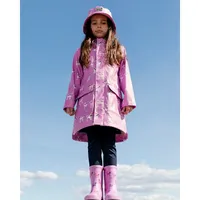 Changing Color Rain Coat And Hat Set Pink Printed Sunglasses Cats