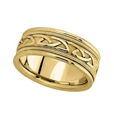 Hand Made Celtic Wedding Band 14k Yellow Gold (8mm)