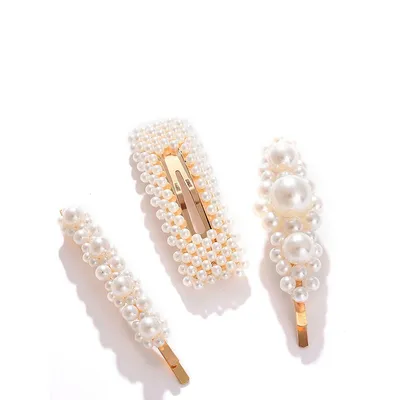 Pack Of 3 Gold Plated Pearls Hair Pin