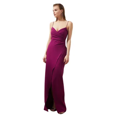 Women Maxi Wrapper Fitted Woven Evening Dress