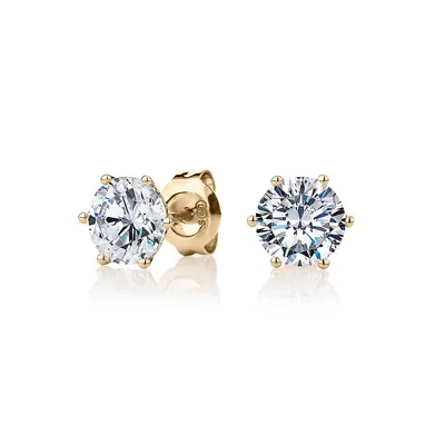 Round Brilliant Stud Earrings With 2 Carats* Of signature simulant diamonds in 10 Karat Gold
