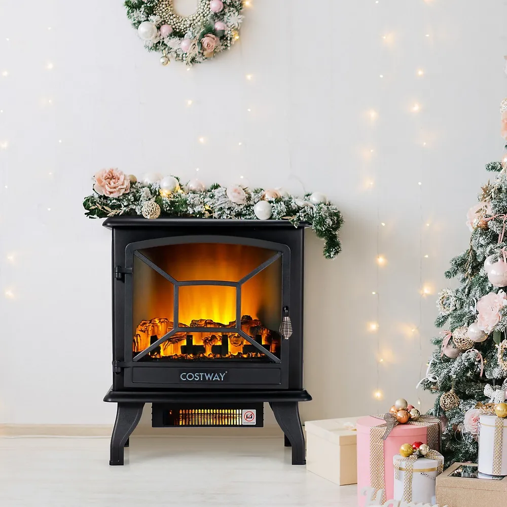 Costway 20 Freestanding Electric Fireplace Heater Stove W/ Realistic Flame  Effect 1400w | Scarborough Town Centre