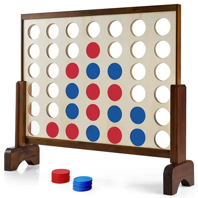 Giant 4 In A Row Game Wood Board Connect Game Toy For Adults Kids W/carrying Bag Natural