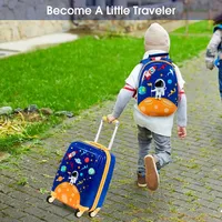 2pcs Kids Luggage Set 18'' Rolling Suitcase & 12'' Backpack Travel Abs Spaceman