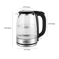 1.7l Electric Kettle, 1500w Glass Tea Kettle Cordless Hot Water Boiler Bpa-free
