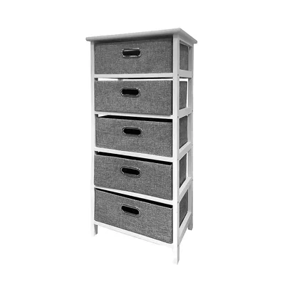 Wooden Storage Unit With Fabric Drawers