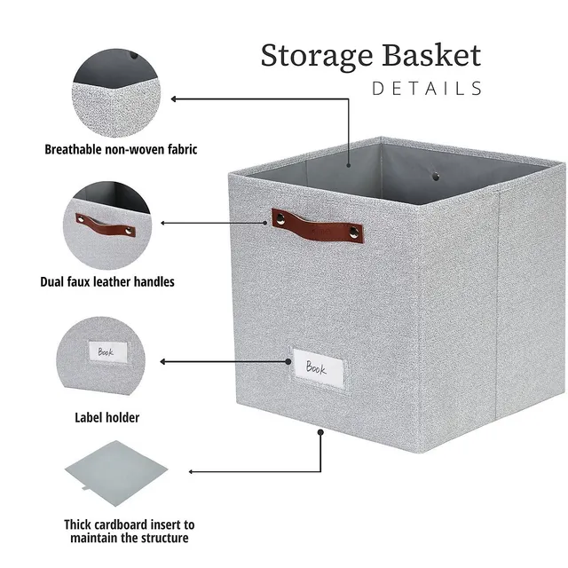 DECOMOMO 13x15 Kallax Storage Baskets, Textured Fabric Storage Bin For  Toys, Closet Organizers For Kallax Shelves