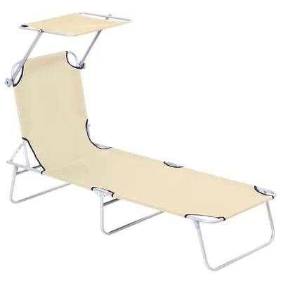 Outdoor Lounge Chair With Sun Shade For Beach