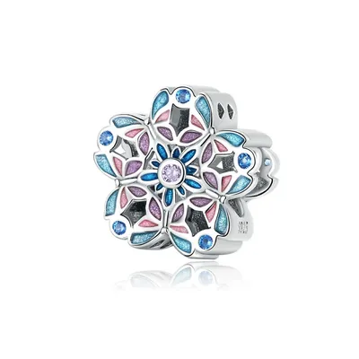 Sterling Silver Multi Colored Flower Charm