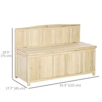 Wooden Garden Bench With Storage Box, Natural