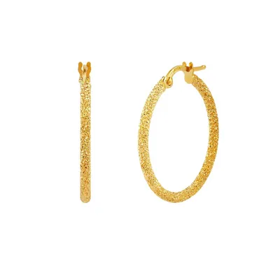 14k Gold Glitter Hoop Earrings