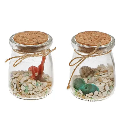 Bottled Glass Rocks And Seashells Decor Asstd - Set Of 2