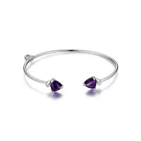 Rhodium-plated Sterling Silver Synthetic Amethyst & Cubic Zirconia Cuff