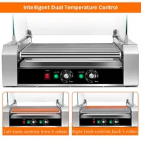 Costway Commercial 30 Hot Dog 11 Roller Grill Cooker Machine W/ Cover