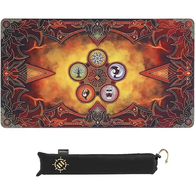 Tcg Playmat - Tabletop Card Playmat With Stitched Edges, Smooth Surface, And Drawstring Travel Pouch - Compatible With Mtg, Yugioh, Pokemon, Lord Of The Rings, And Other Tcg And Lcg - Flames