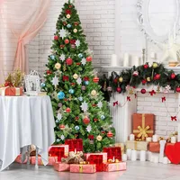 Costway 9ft Pvc Artificial Christmas Tree 2132 Tips Premium Hinged W/ Solid Metal Legs
