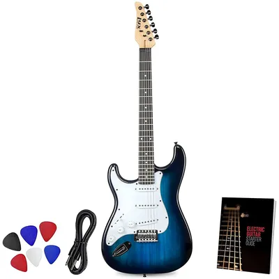 Electric Guitar (39 Inch) Cs Kit For Beginner, Intermediate & Pro Players, Solid Wood Body With Amp Cable, 6 Picks Guide, Volume/tone Controls 5-way Pickup
