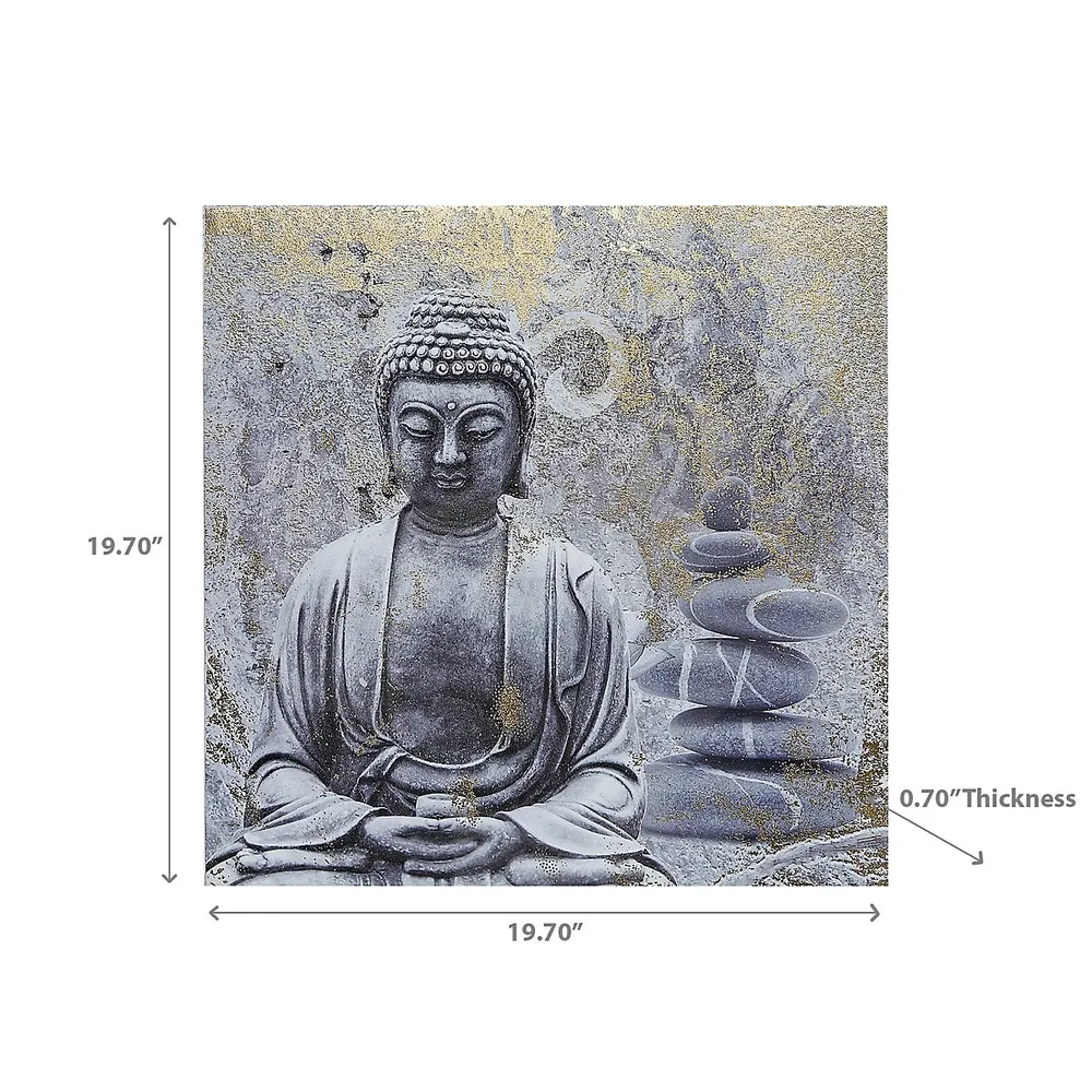 Foil Print Canvas Wall Art Meditating Buddha