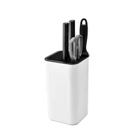 Square Universal Knife Block With Slots For Scissors And Sharpening Rod