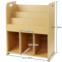 3-tier Kids Bookcase Bookshelf Display Stand With 3 Storage Bottom Compartments