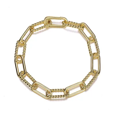 14k Yellow Gold Plated Paperclip Chain Bracelet