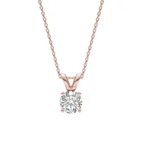 14k Rose Gold & 1.00 Ct. T.w. Created Moissanite Solitaire Pendant Necklace