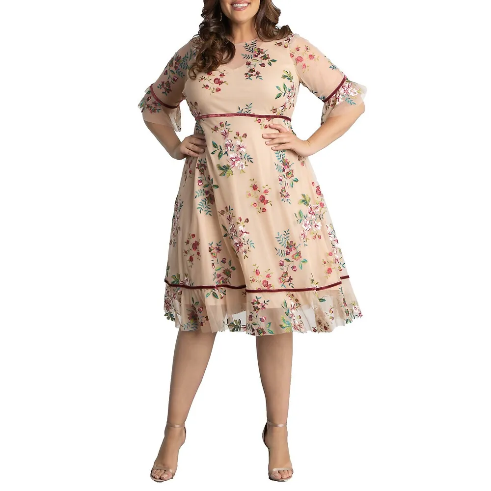 Kiyonna Wildflower Embroidered Dress (plus Size)